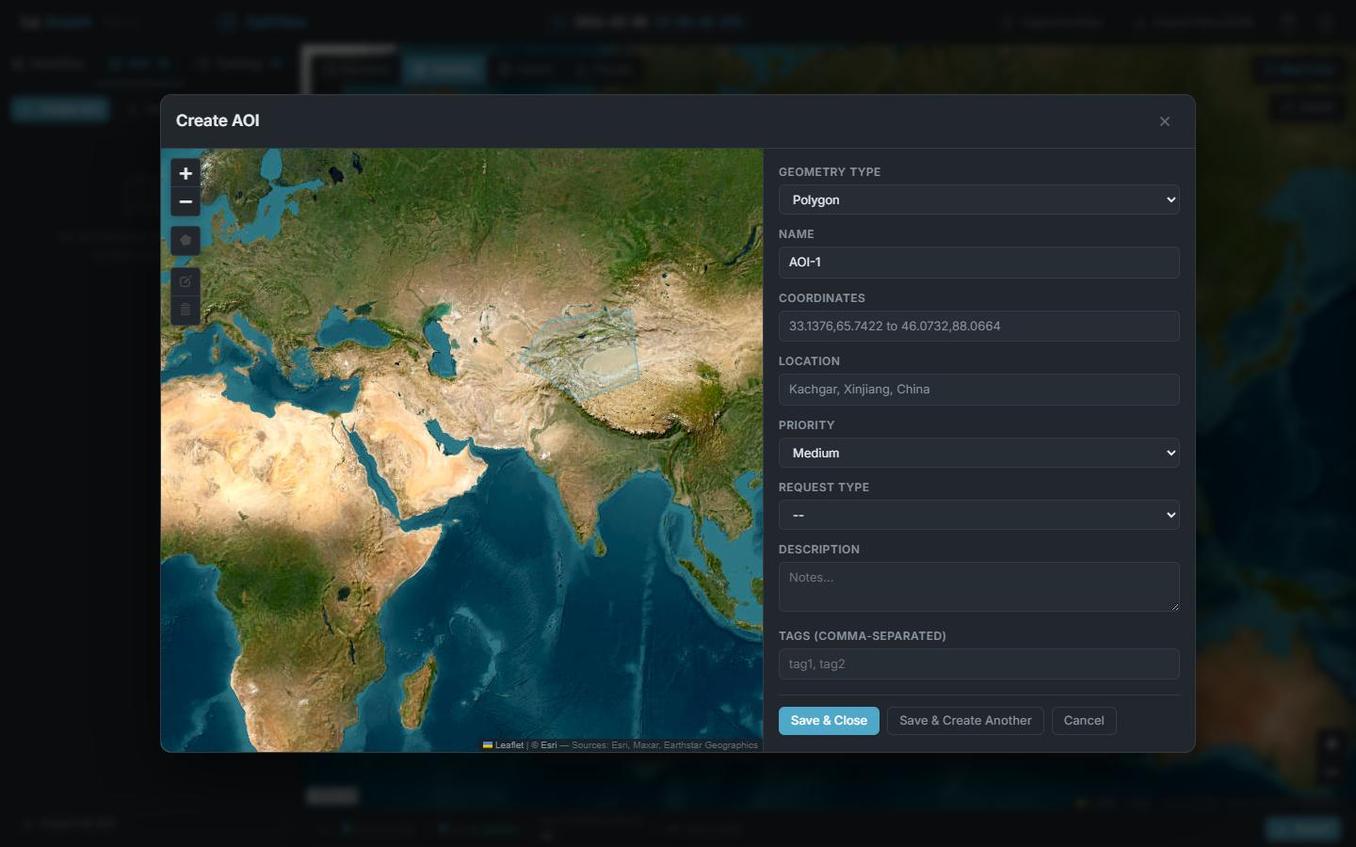 Area of Interest management with polygon drawing